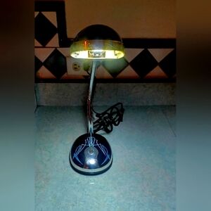 Retro Fluorescent Goose Neck Desk Lamp Black Pinstriped